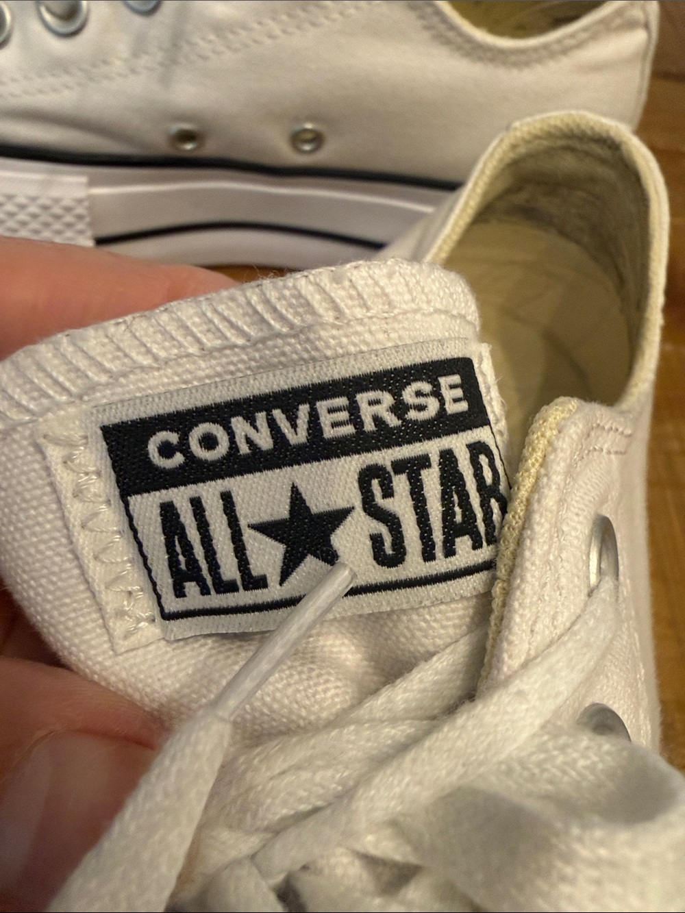 Converse White Canvas Low-Top Sneakers with Black Logo - Picture 2 of 8